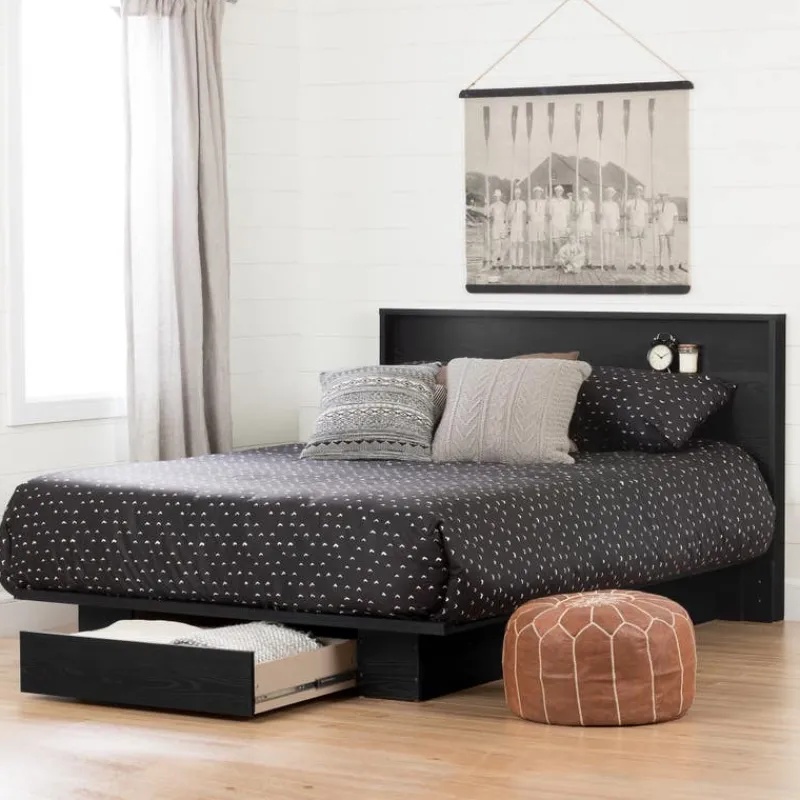 Meubles South Shore Full/Queen Platform Bed with 1-Drawer Storage (54"/60") - South Shore