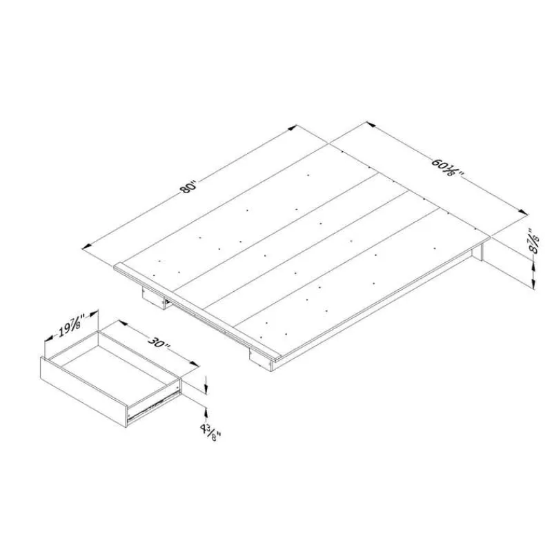 Meubles South Shore Full/Queen Platform Bed with 1-Drawer Storage (54"/60") - South Shore
