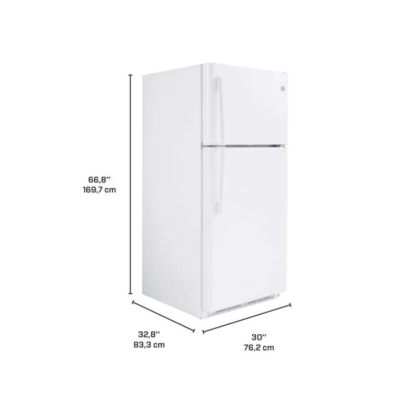 GE Appliances GE 18 Cu Ft 30 In Refrigerator Top Freezer - GTE18FTLKWW