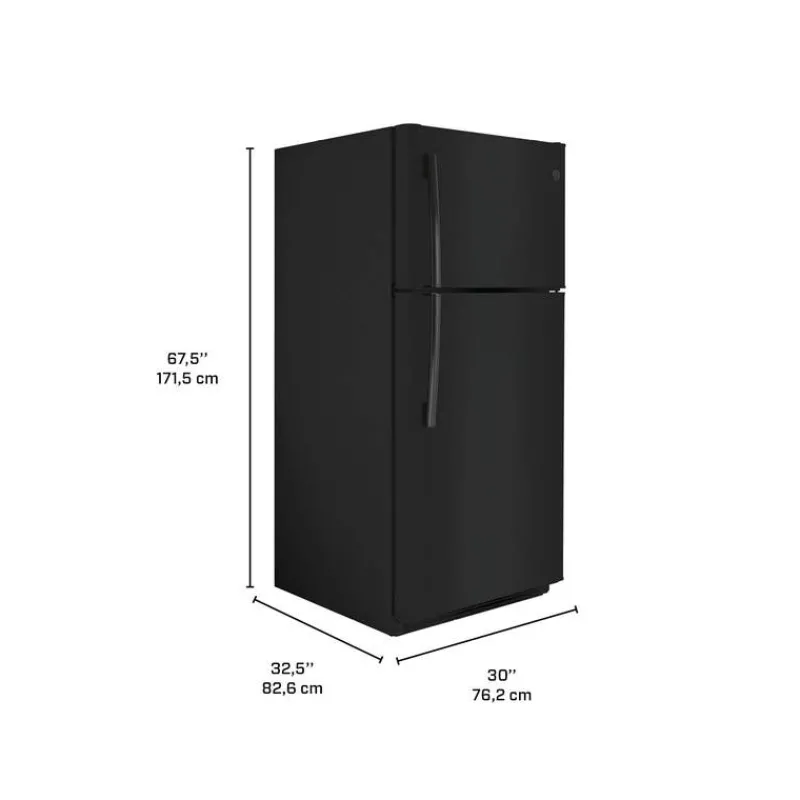 GE Appliances GE 18 Cu Ft 30 In Refrigerator Top Freezer - GTE18FTLKBB