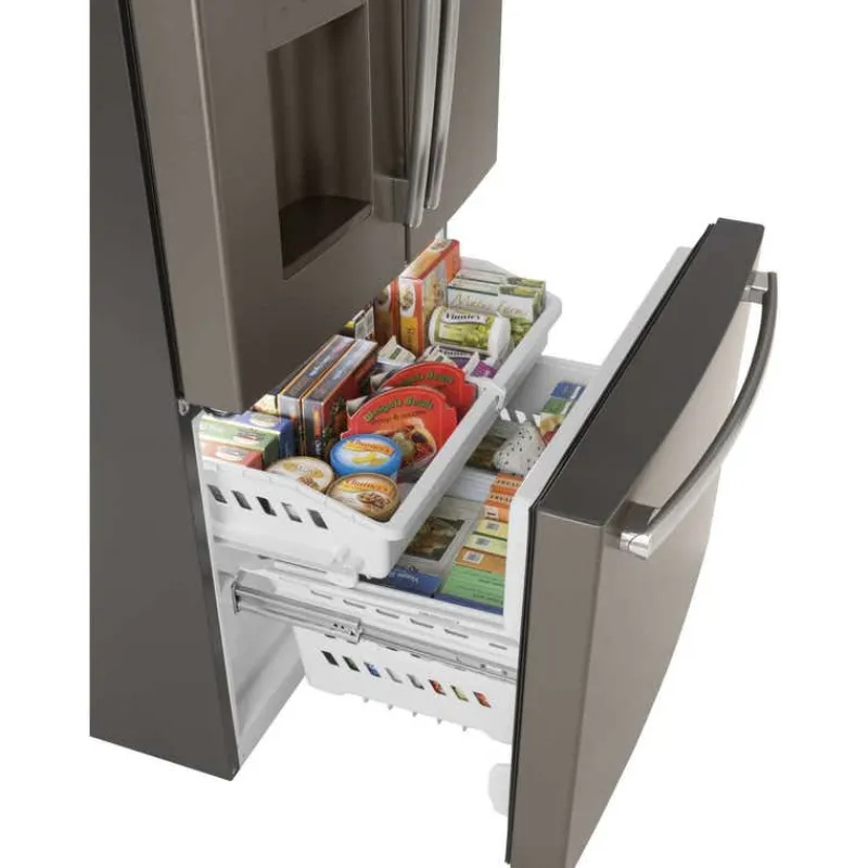 GE Appliances GE 25.5 Cu Ft 36 In Refrigerator Bottom Freezer, French door - GFE26JMMES