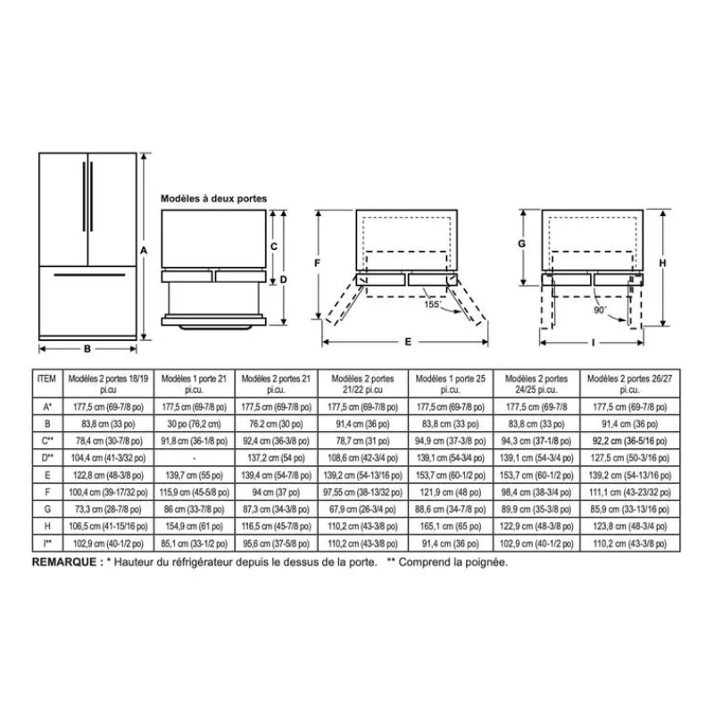 GE Appliances GE 26.7 Cu Ft 36 In Refrigerator Bottom Freezer, French door - GNE27JGMWW