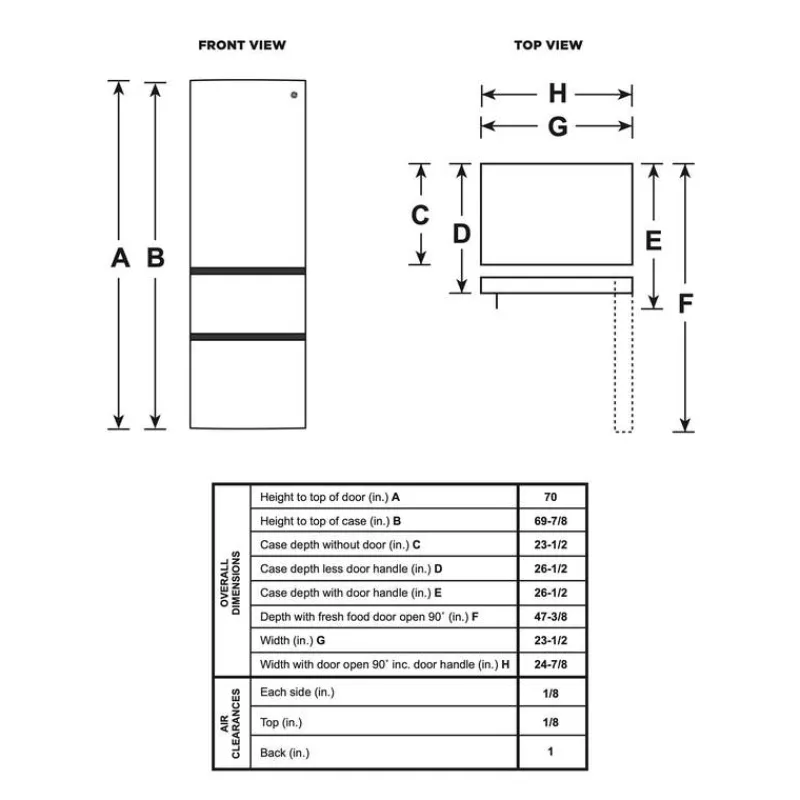 GE Appliances GE 11.9 Cu Ft 24 In Refrigerator Bottom Freezer - GLE12HSPSS
