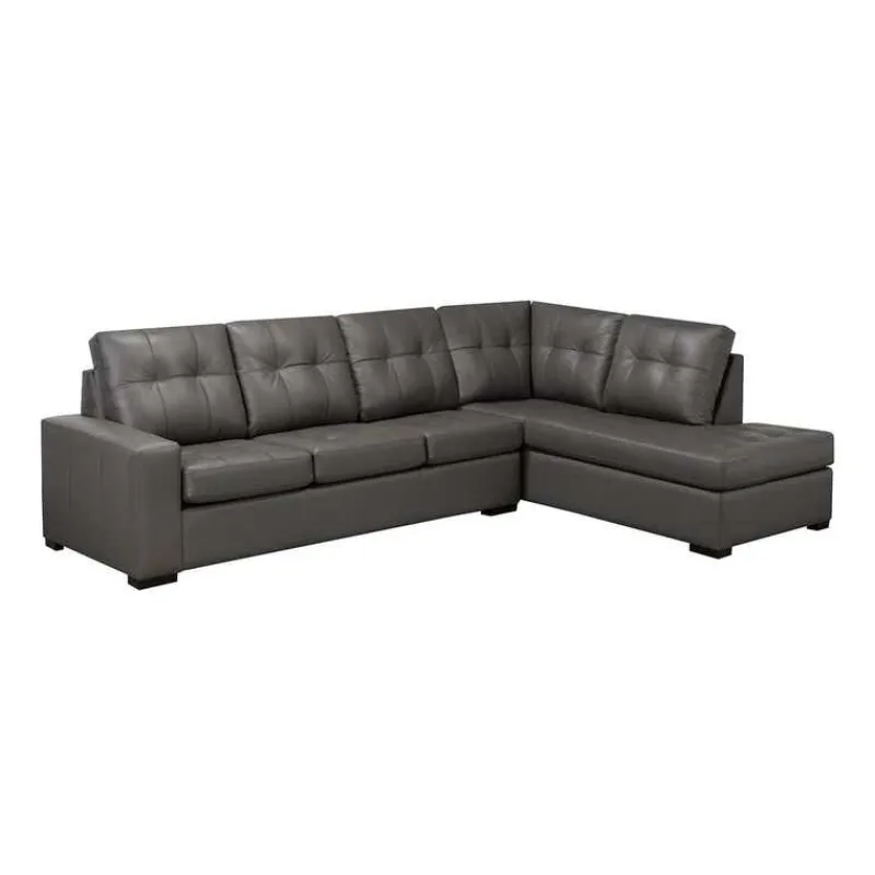 Sofa By Fancy Genuine Leather Loveseat Sectional - Right-Side Chaise
