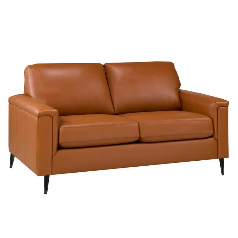 Sofa By Fancy Genuine Leather Loveseat - Cognac