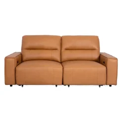 Genuine Leather Modular Loveseat with Power Sliding Seats - 2 pcs
