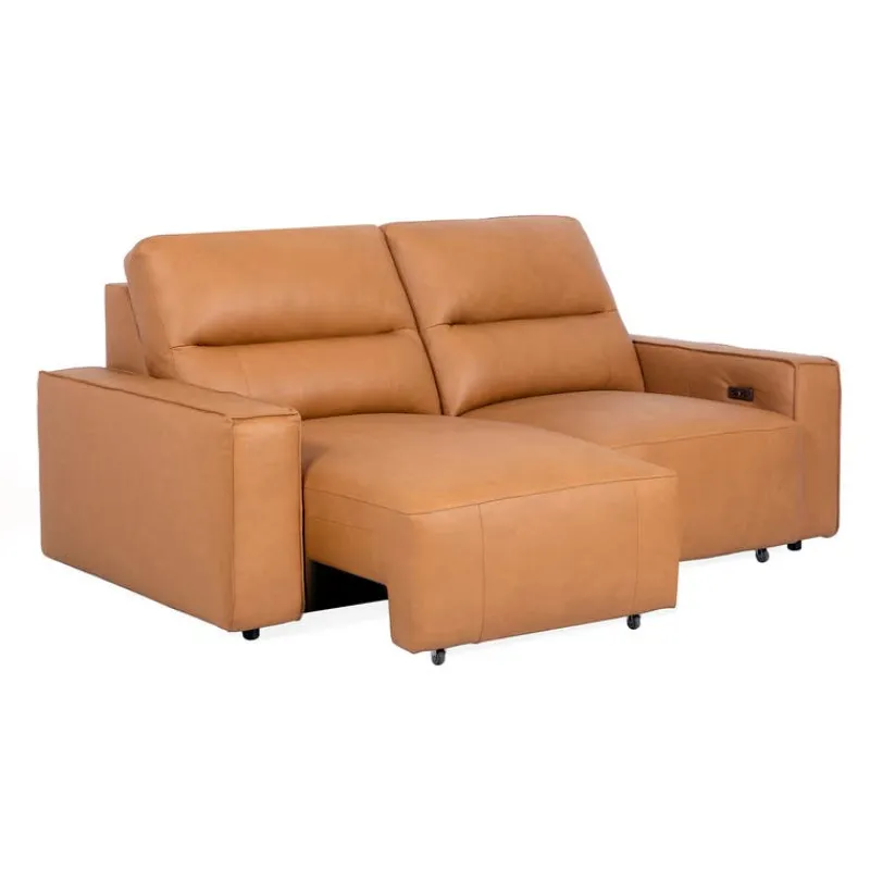 Genuine Leather Modular Loveseat with Power Sliding Seats - 2 pcs