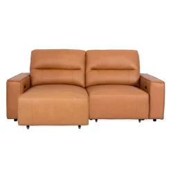 Genuine Leather Modular Loveseat with Power Sliding Seats - 2 pcs