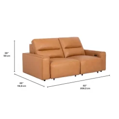 Genuine Leather Modular Loveseat with Power Sliding Seats - 2 pcs