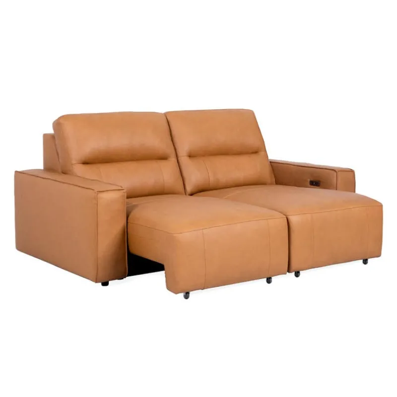 Genuine Leather Modular Loveseat with Power Sliding Seats - 2 pcs