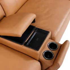 Genuine Leather Modular Sofa with Power Sliding Seats and Media Console - 4 pcs