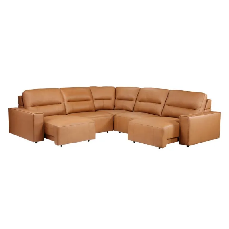 Genuine Leather Modular Sectional with Power Sliding Seats - 5 pcs