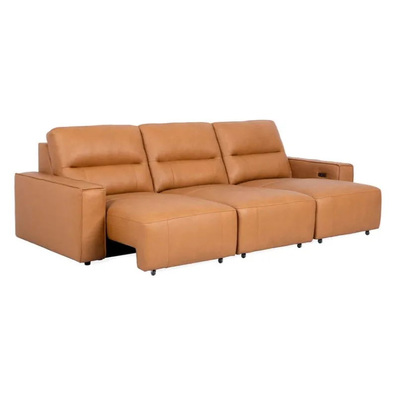 Genuine Leather Modular Sofa with Power Sliding Seats - 3 pcs