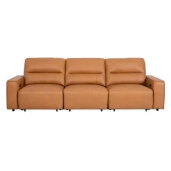 Genuine Leather Modular Sofa with Power Sliding Seats - 3 pcs