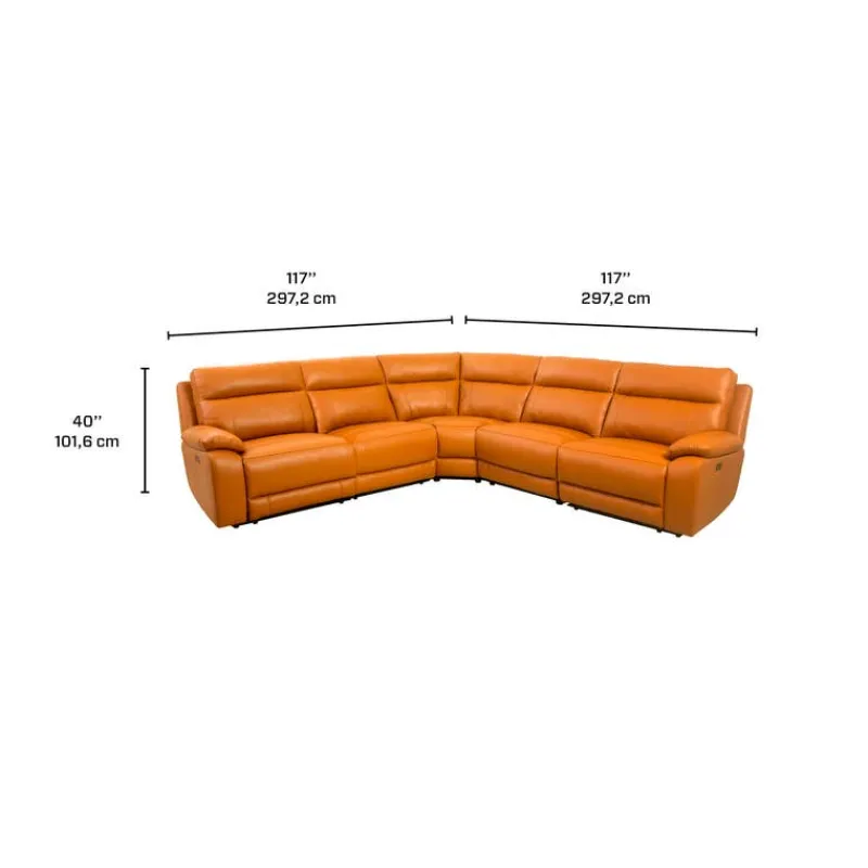 Genuine Leather Power Modular Reclining Sectional - 5 pcs