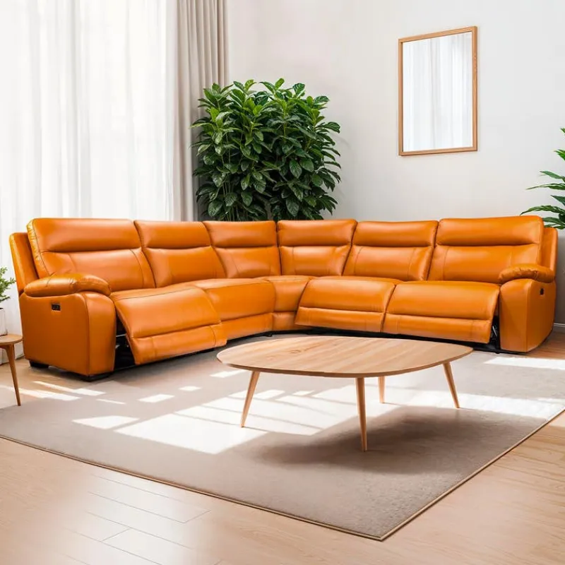 Genuine Leather Power Modular Reclining Sectional - 5 pcs