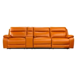 Genuine Leather Power Modular Reclining Sofa with Console - 4 pcs