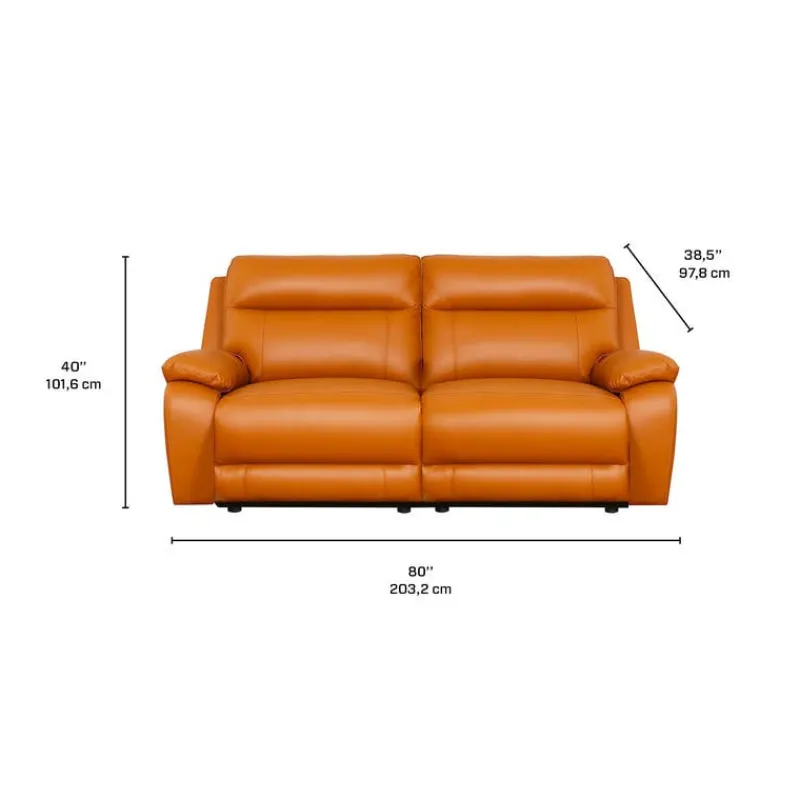 Genuine Leather Power Modular Reclining Loveseat - 2 pcs
