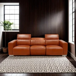 HTL Genuine Leather Power Modular Reclining Sofa with Adjustable Headrests – 3 pcs