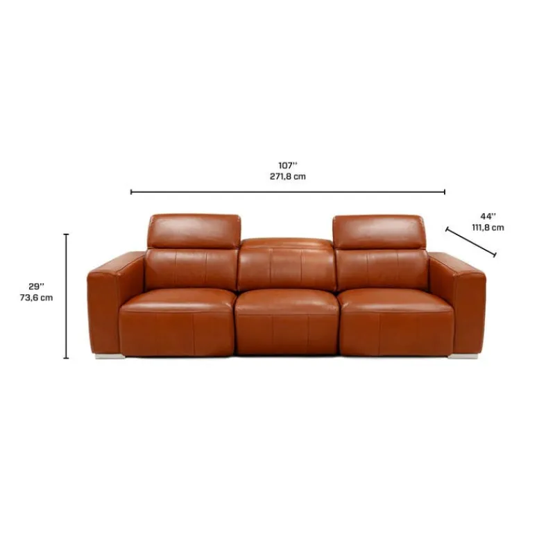HTL Genuine Leather Power Modular Reclining Sofa with Adjustable Headrests – 3 pcs