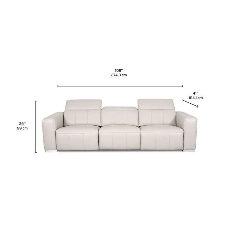 HTL Genuine Leather Power Modular Reclining Sofa with Adjustable Headrests – 3 pcs