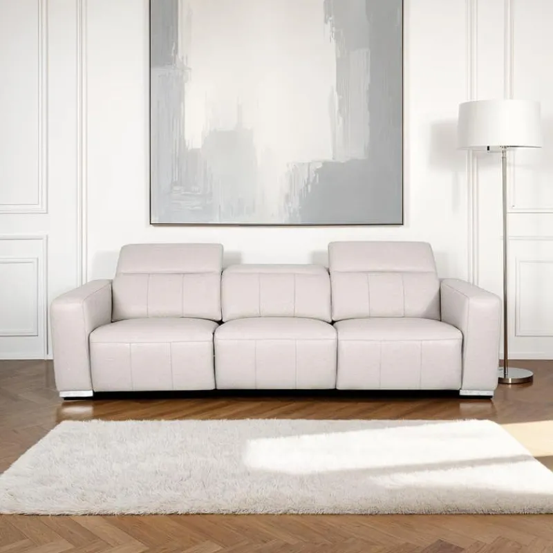 HTL Genuine Leather Power Modular Reclining Sofa with Adjustable Headrests – 3 pcs