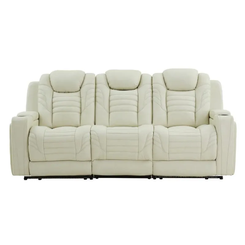 Genuine Leather Power Modular Reclining Sofa with Power Headrests, Drop-Down Backrest, and LED Lighting – 3 pcs