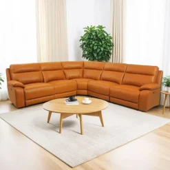 Genuine Leather Power Modular Reclining Sectional - 5 pcs