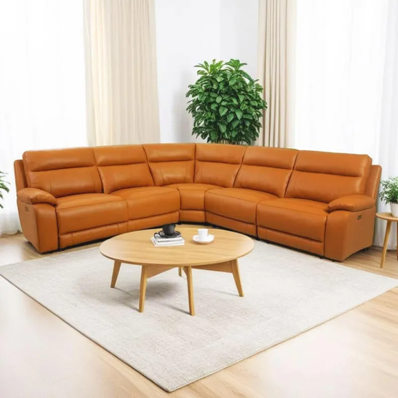 Genuine Leather Power Modular Reclining Sectional - 5 pcs