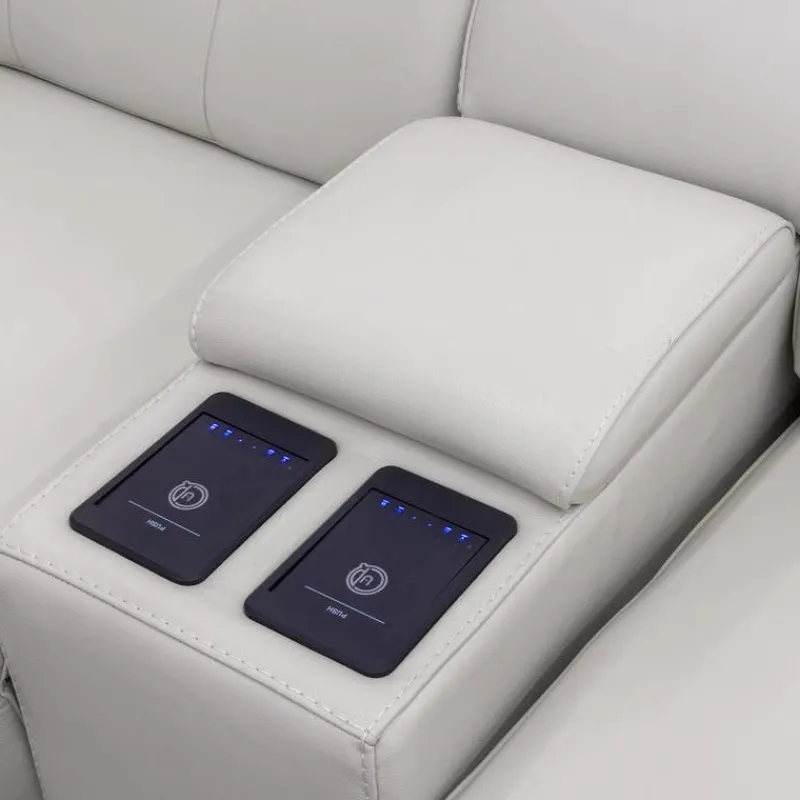 HTL Genuine Leather Power Modular Reclining Sectional with Adjustable Headrests – 6 pcs