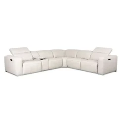 HTL Genuine Leather Power Modular Reclining Sectional with Adjustable Headrests – 6 pcs