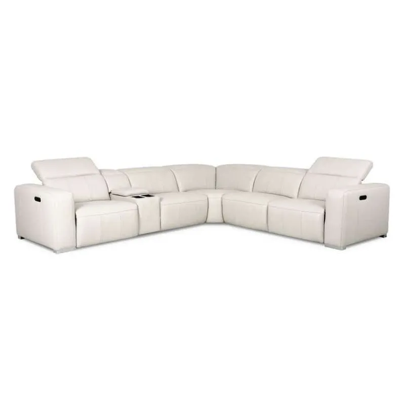 HTL Genuine Leather Power Modular Reclining Sectional with Adjustable Headrests – 6 pcs