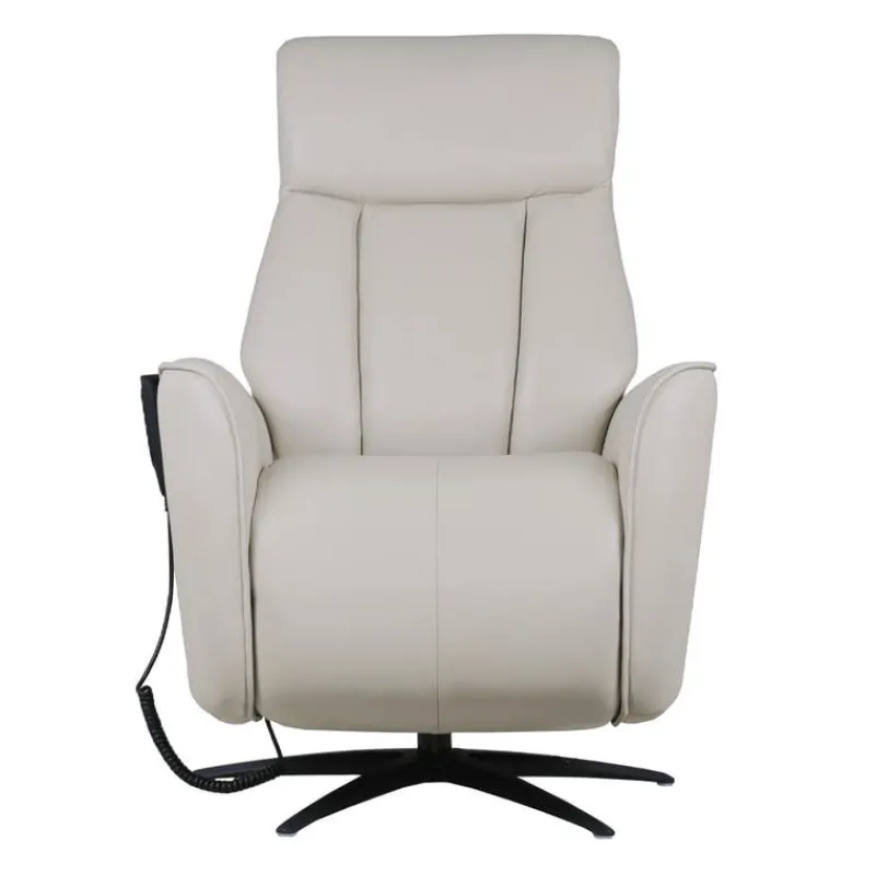 Genuine Leather Power Recliner and Swivel Chair with 4 Motors, Massage, Built-In Speakers, and LED Lighting