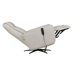 Genuine Leather Power Recliner and Swivel Chair with 4 Motors, Massage, Built-In Speakers, and LED Lighting