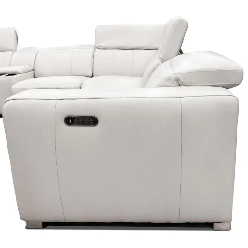 HTL Genuine Leather Power Reclining Modular Loveseat with Adjustable Headrests – 2 pcs