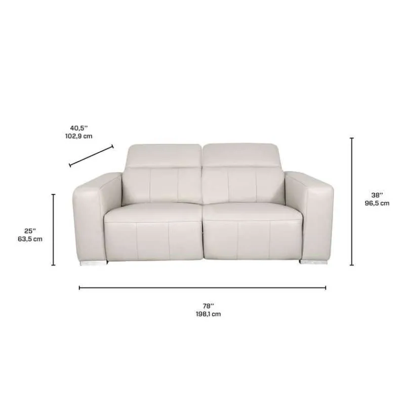 HTL Genuine Leather Power Reclining Modular Loveseat with Adjustable Headrests – 2 pcs