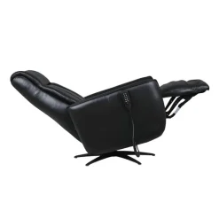 Genuine Leather Power Recliner and Swivel Chair with 4 Motors, Massage, Built-In Speakers, and LED Lighting
