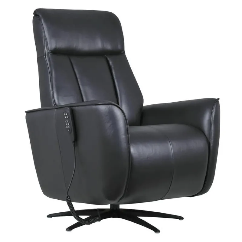 Genuine Leather Power Recliner and Swivel Chair with 4 Motors, Massage, Built-In Speakers, and LED Lighting