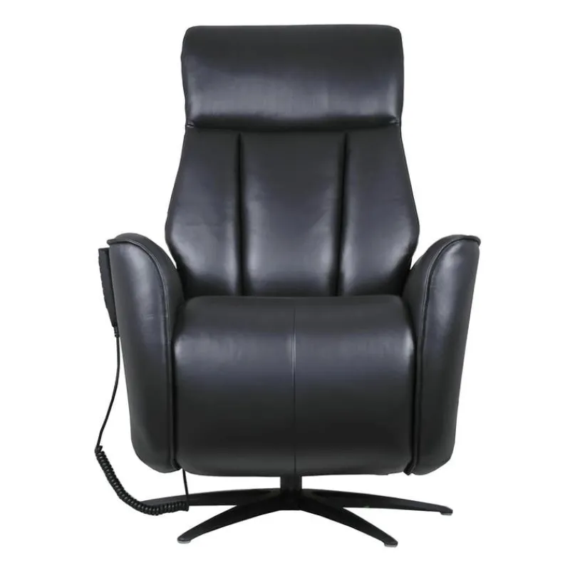 Genuine Leather Power Recliner and Swivel Chair with 4 Motors, Massage, Built-In Speakers, and LED Lighting