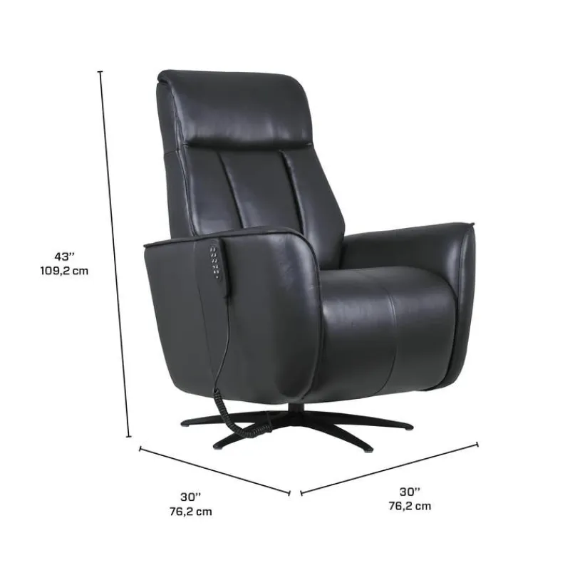 Genuine Leather Power Recliner and Swivel Chair with 4 Motors, Massage, Built-In Speakers, and LED Lighting