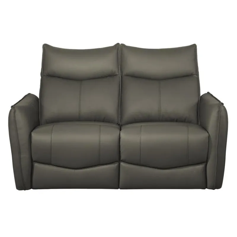 Genuine Leather Power Reclining Loveseat with 3 Motors - Headrest, Footrest & Lumbar Support