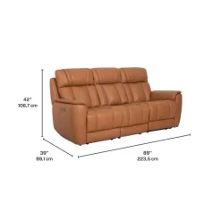 Genuine Leather Power Reclining Modular Sofa with Adjustable Headrests and a Fold-Down Seat - 3 pcs