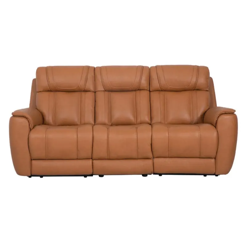Genuine Leather Power Reclining Modular Sofa with Adjustable Headrests and a Fold-Down Seat - 3 pcs