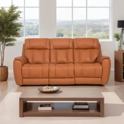 Genuine Leather Power Reclining Modular Sofa with Adjustable Headrests and a Fold-Down Seat - 3 pcs