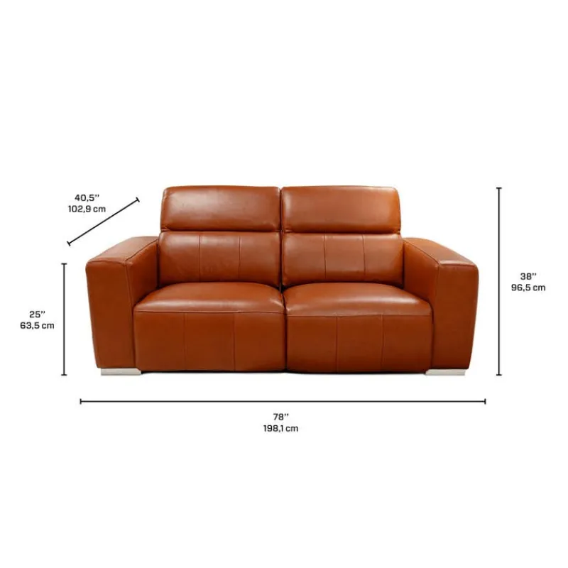 HTL Genuine Leather Power Reclining Modular Loveseat with Adjustable Headrests – 2 pcs