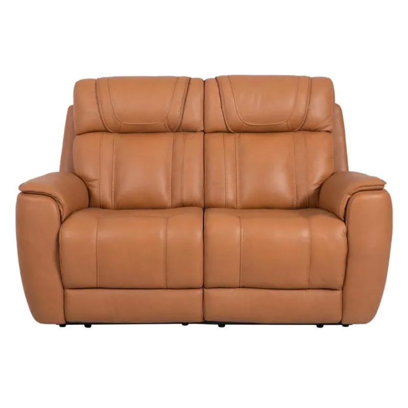 Genuine Leather Power Reclining Modular Loveseat with Adjustable Headrests - 2 pcs