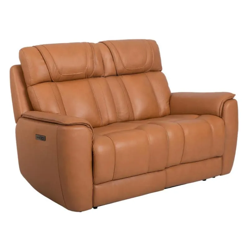 Genuine Leather Power Reclining Modular Loveseat with Adjustable Headrests - 2 pcs