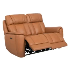 Genuine Leather Power Reclining Modular Loveseat with Adjustable Headrests - 2 pcs