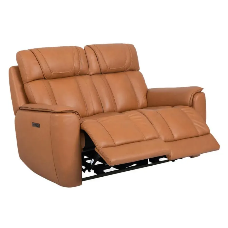 Genuine Leather Power Reclining Modular Loveseat with Adjustable Headrests - 2 pcs