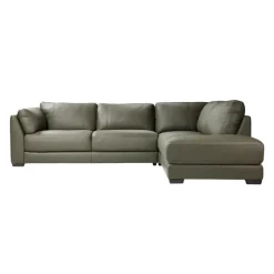 HTL Genuine Leather Sectional with Right-Side Extra Seat